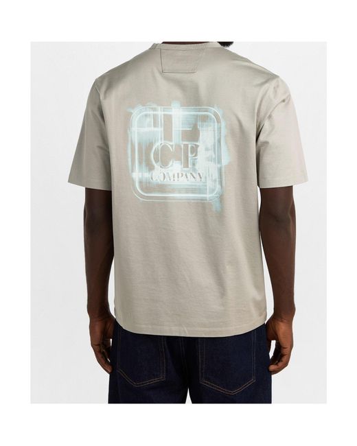 C P Company White Logo Crew Neck T-Shirt for men