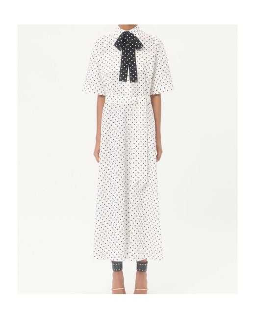 Valentino White Poplin Plusdepois Print Midi Dress