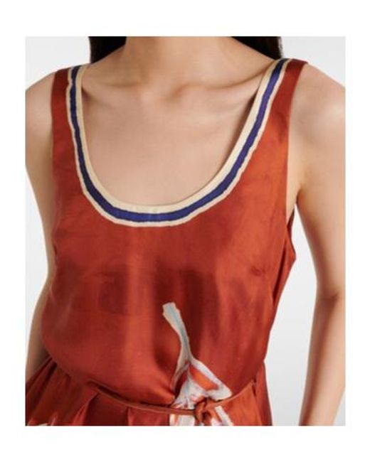 ALÉMAIS Red X Lrnce Soleil D'Amour Silk Midi Dress