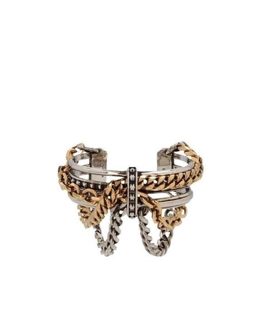 McQueen White Multi-Chain Cuff Bracelet
