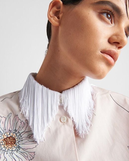 Prada Pink Printed Poplin Shirt