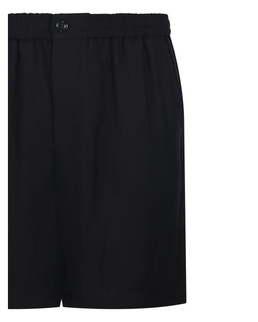 AMI Black Ami Logo Detailed Buttoned Shorts for men