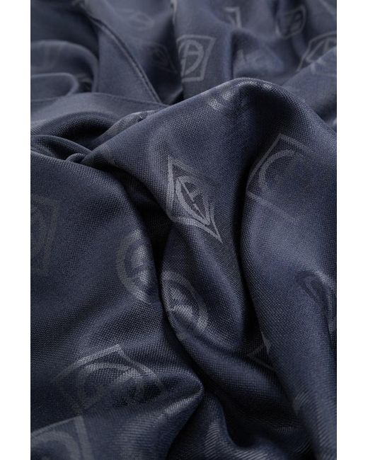 Giorgio Armani Blue Logo-Pattern Jacquard Scarf for men