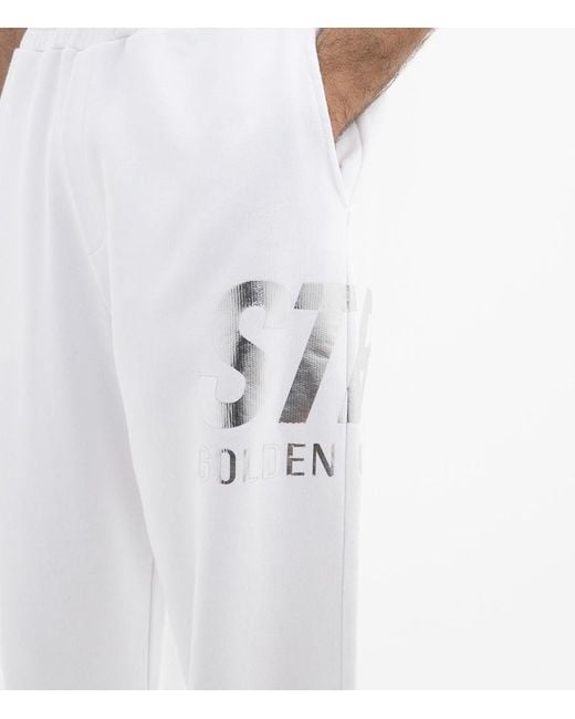 Golden Goose Deluxe Brand White Logo Printed Wide-Leg Track Pants