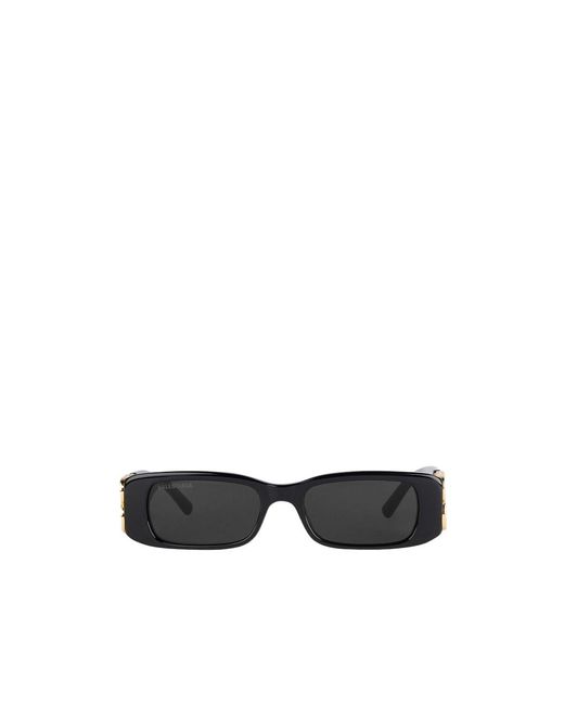 Balenciaga White Dynasty Logo Rectangle Sunglasses