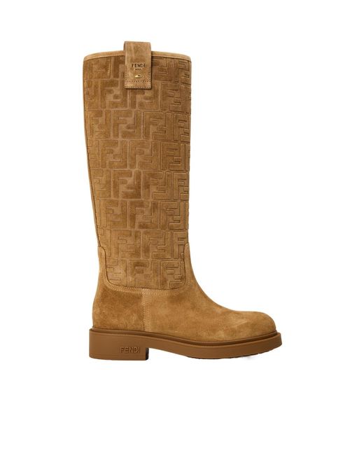 Fendi Brown Suede Filo Knee High Boots