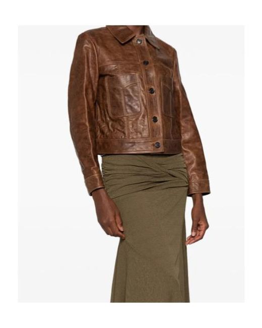 Nili Lotan Brown Long-Sleeve Leather Jacket