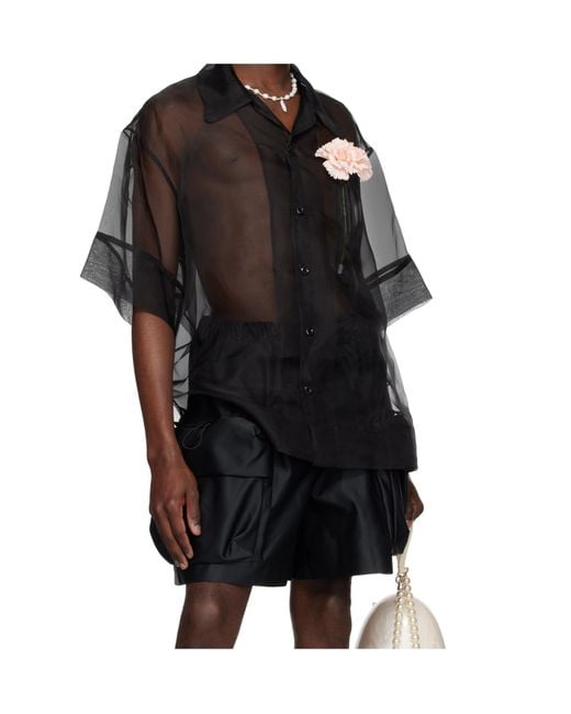 Simone Rocha Black Carnation Pocket Boxy Shirt for men