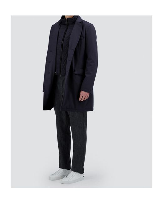 Herno Blue Virgin Wool Coat for men