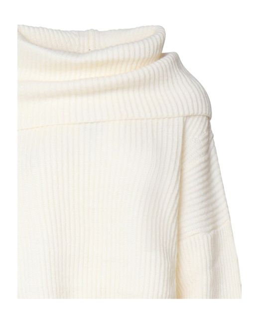 Pinko White Sphynx Roll Neck Knitted Jumper
