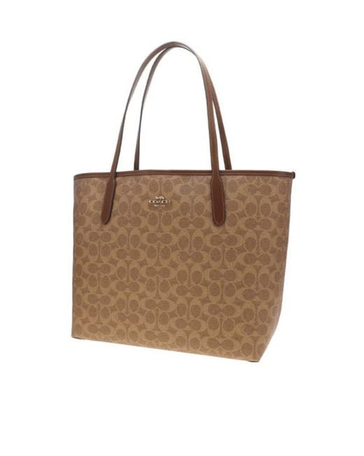 COACH Brown Logo Pattern Tote Bag