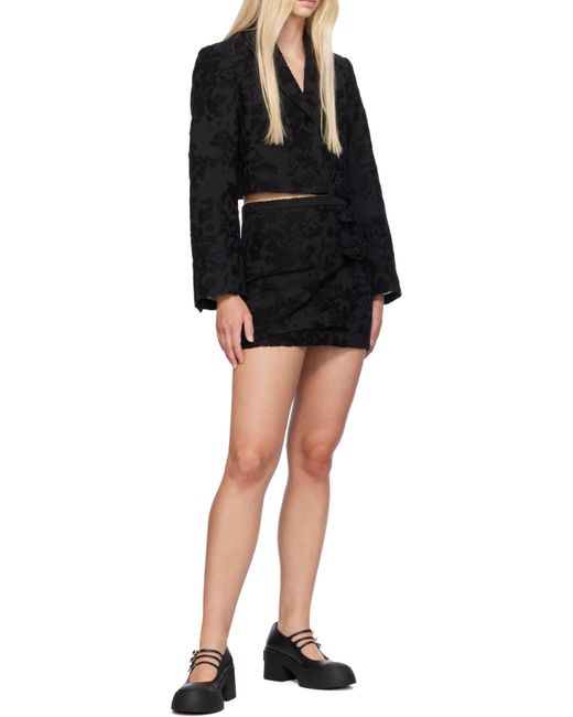 Ganni Black Floral Pattern Skirt