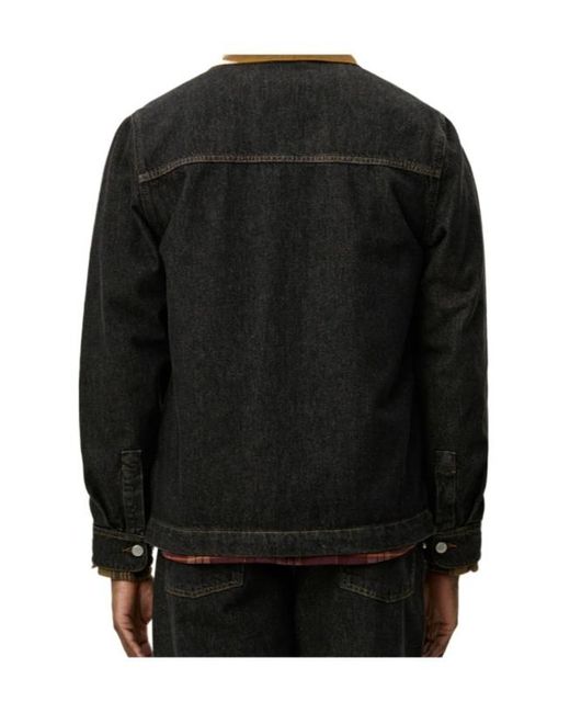 Les Deux Gray Contrast-Collar Denim Shirt Jacket for men