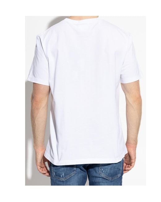 DSquared² White Logo Debossed Crewneck T-Shirt for men