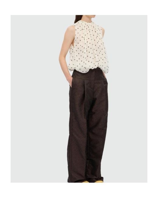 MSGM White Polka Dot Sleeveless Blouse