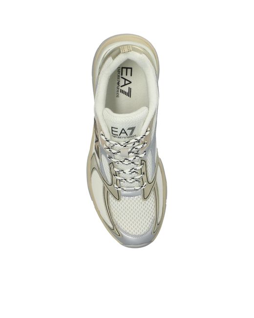 EA7 White Mesh Lace-Up Sneakers for men