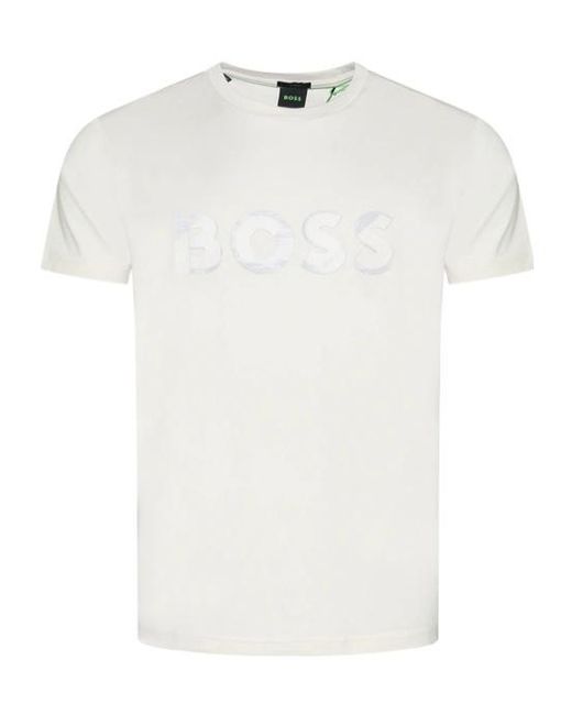 Boss White Boss Maxi Logo Patch Crewneck T-Shirt for men