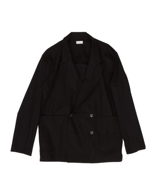 Dries Van Noten Black Double-Breasted Jacket for men