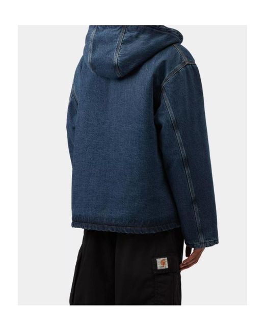 Carhartt Blue Cleveland Hooded Denim Jacket for men