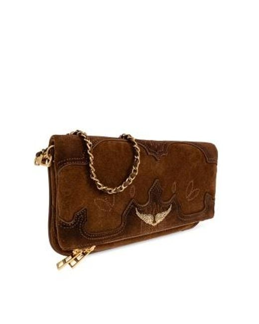 Zadig & Voltaire Brown Rock Western Foldover Top Shoulder Bag