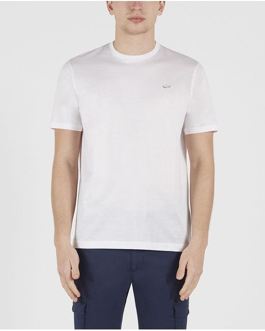 Paul & Shark White Logo Embroidered T-Shirt for men