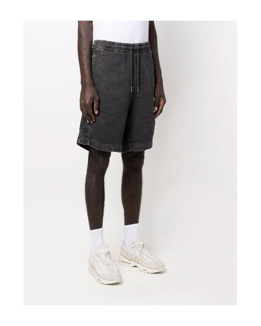 DIESEL Gray Logo Patch Drawstring Shorts for men