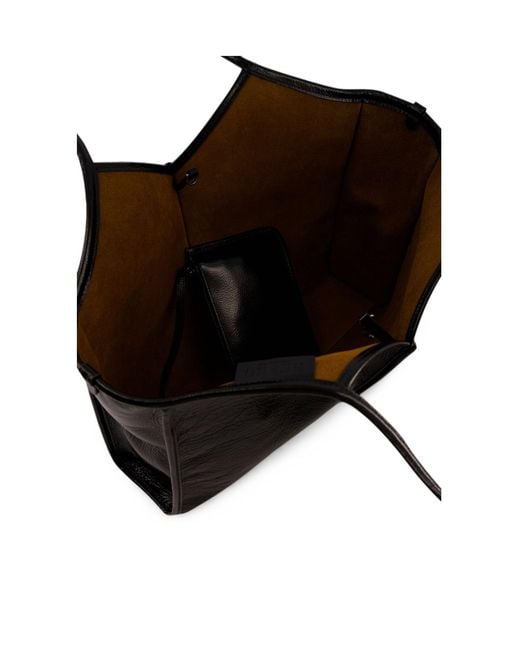 Hereu Black Medium Calella Distressed Leather Tote Bag