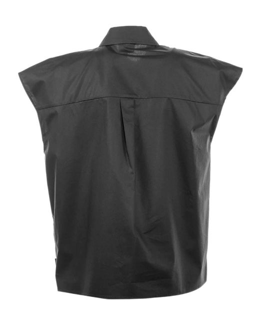 Woolrich Black Cap-Sleeved Buttoned Shirt