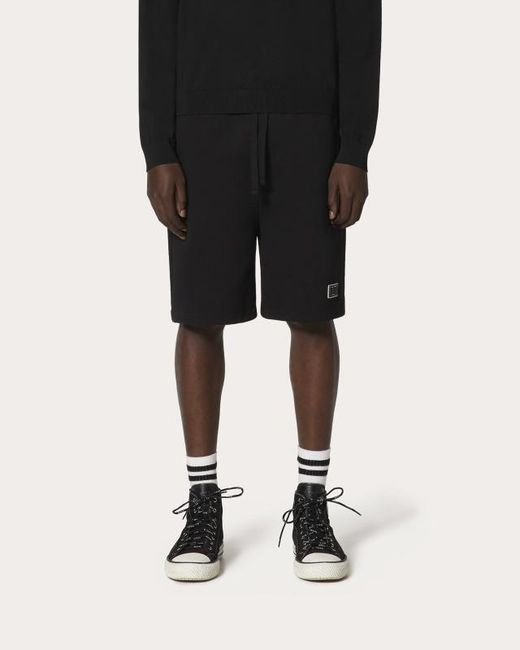 Valentino Black Vltn Patch Track Shorts for men