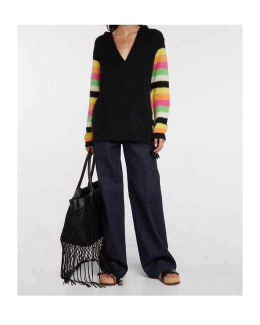 Gabriela Hearst Black Striped Knit Hoodie