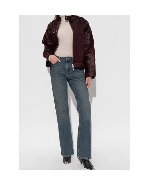 Samsøe & Samsøe Purple Zippered Leather Jacket