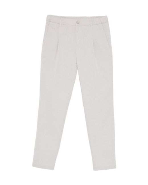 Herno White Pleated Straight Trousers for men