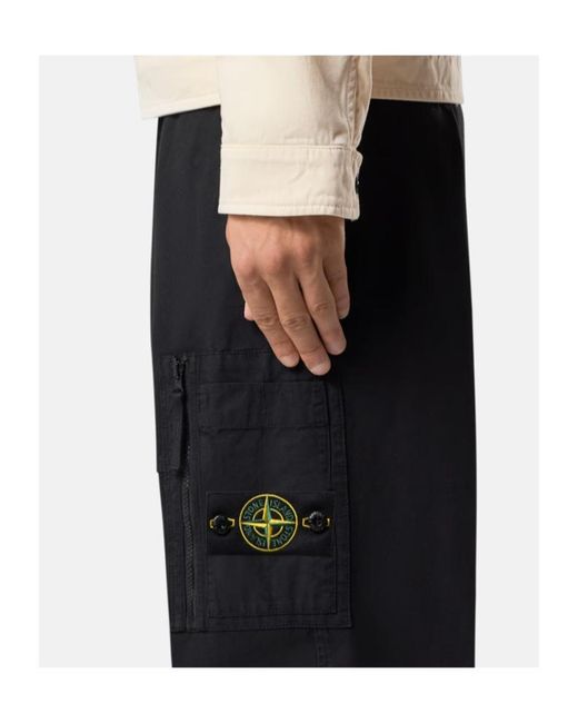 Stone Island Blue Logo Patch Cargo Pants for men