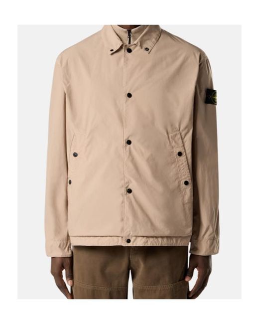 Stone Island Natural Logo Patch Buttoned Jacket for men