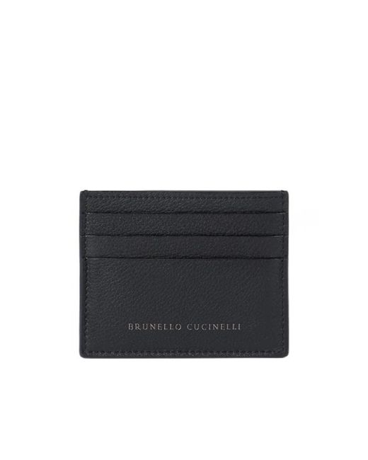 Brunello Cucinelli Black Grained Calfskin Card Case