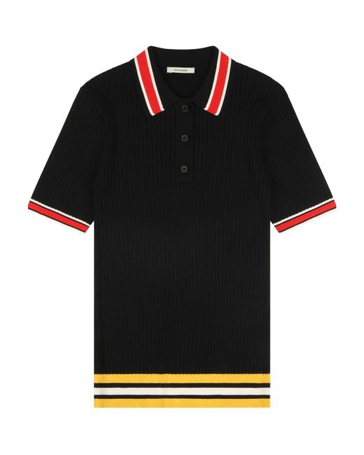 Entire studios Black Striped Ribbed Polo Shirt