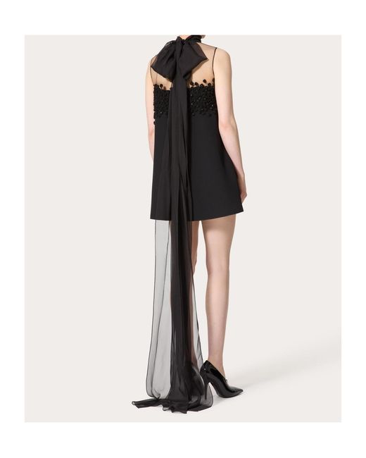 Valentino Black Embellished Mock Neck Mini Dress
