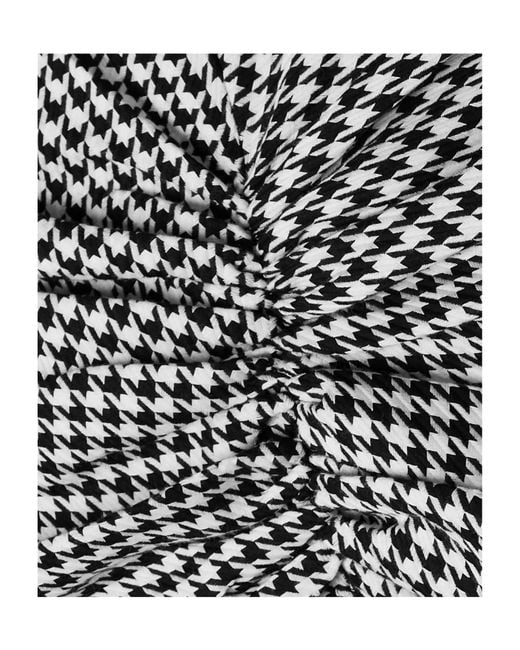 Marques'Almeida Gray Ruched Houndstooth Cotton Turtleneck Mini Dress