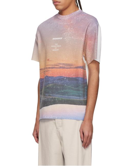 Adererror Blue Round Neck Short Sleeve T-Shirt for men