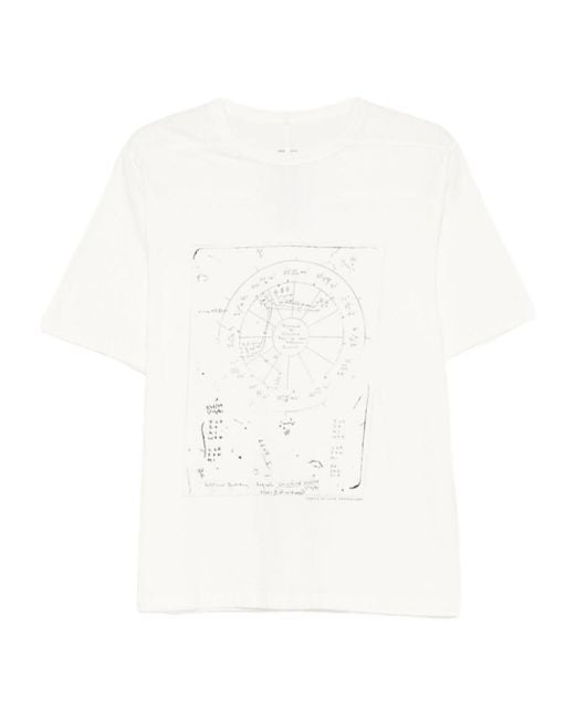 Rick Owens White Graphic Printed Crewneck T-Shirt for men