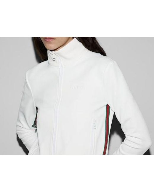 Gucci White Jersey Drill Zip-Up Jacket