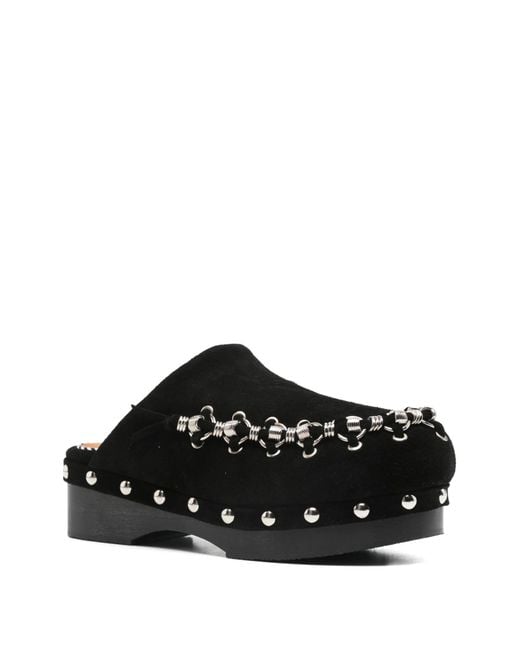 Toga Black Chain-Detail Round Toe Mules