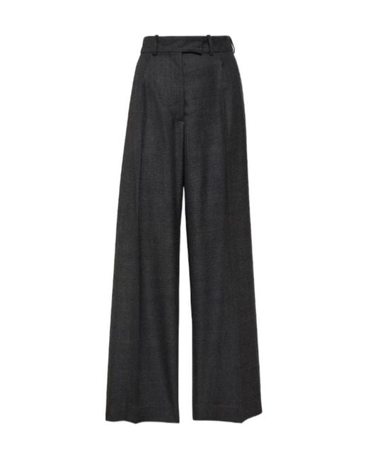 The Row Black Pleat-Front Wide-Leg Trousers