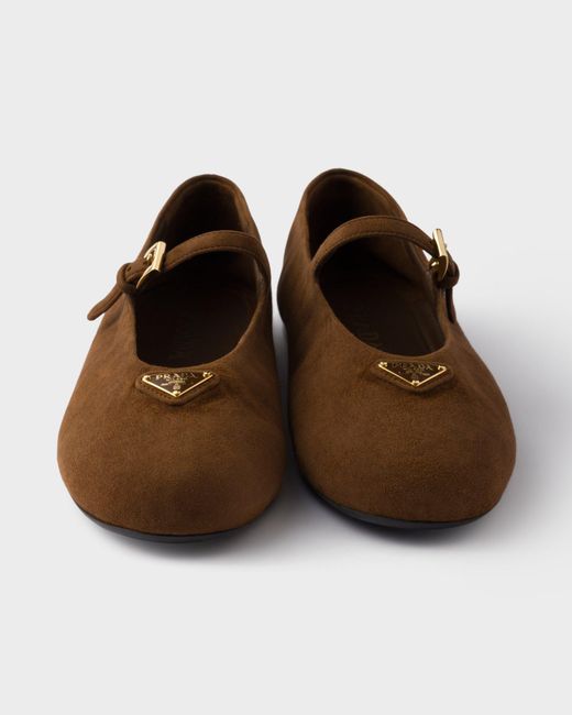 Prada Brown Suede Ballerinas