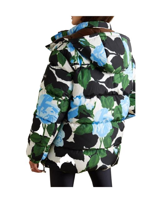 Quinn Green Floral-Print Quilted Shell Down Jacket