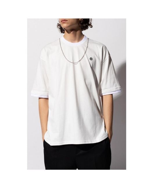 Ambush White Chain Collar Detail Crewneck T-Shirt for men