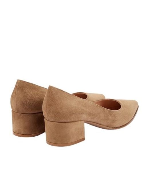 Gianvito Rossi Brown Solid Suede Pumps