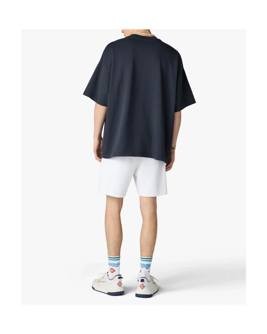 Casablanca White Striped Velvet Shorts for men