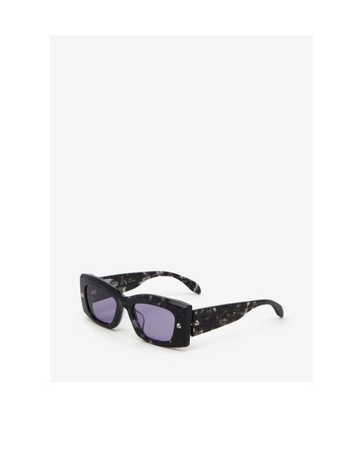 McQueen White Eyewear Rectangle Frame Sunglasses