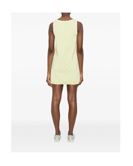Gucci Green Monogrammed Intarsia Sleeveless Knit Dress